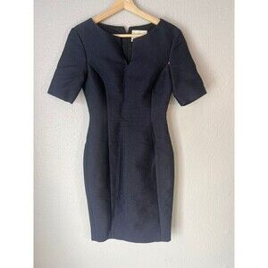 AG Phillips Size 0 Dress Navy Blue Sheath Short Sleeve zip up office Pencil N54
